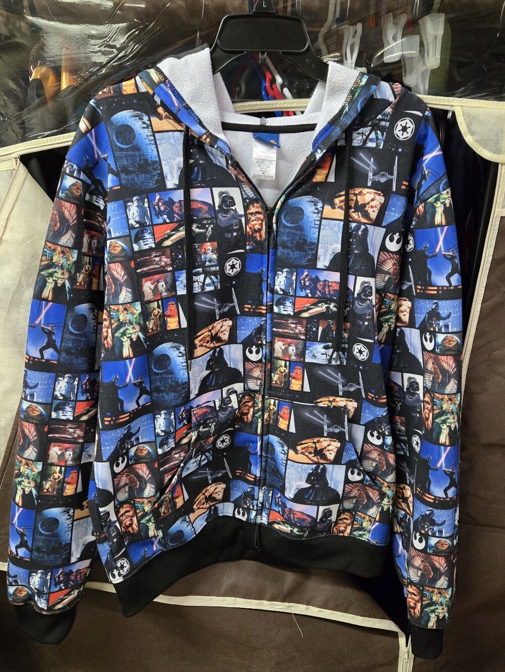 Star Wars Black Blue Multicolor Graphic Zip Hoodie